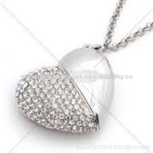 Promotional Jewelry Heart USB Flash Drive, Made of Metal and Jewelry Shell, 64MB to 32GB Capacity
